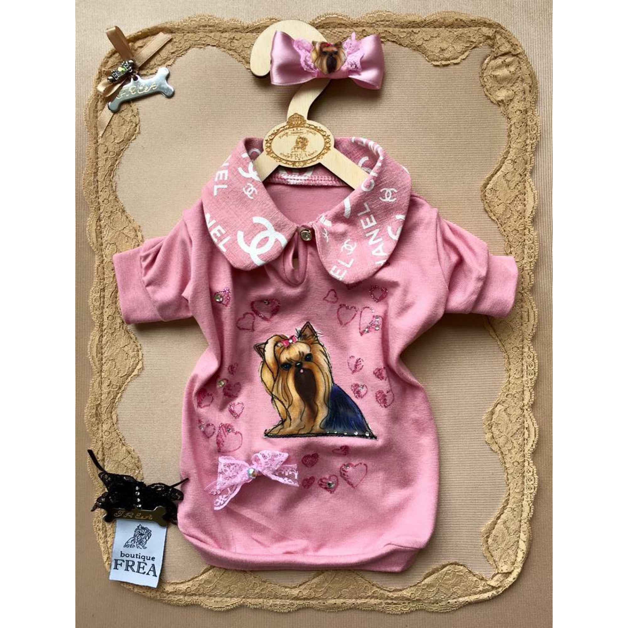 Блузка и шнолка "My Yorkie Love collection by FREA"