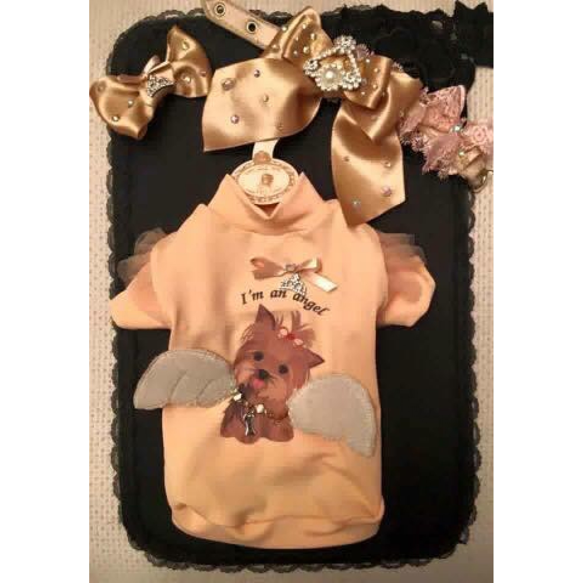 Блузка, нашийниче - бижу и шнолка "My Yorkie Angel collection by FREA"