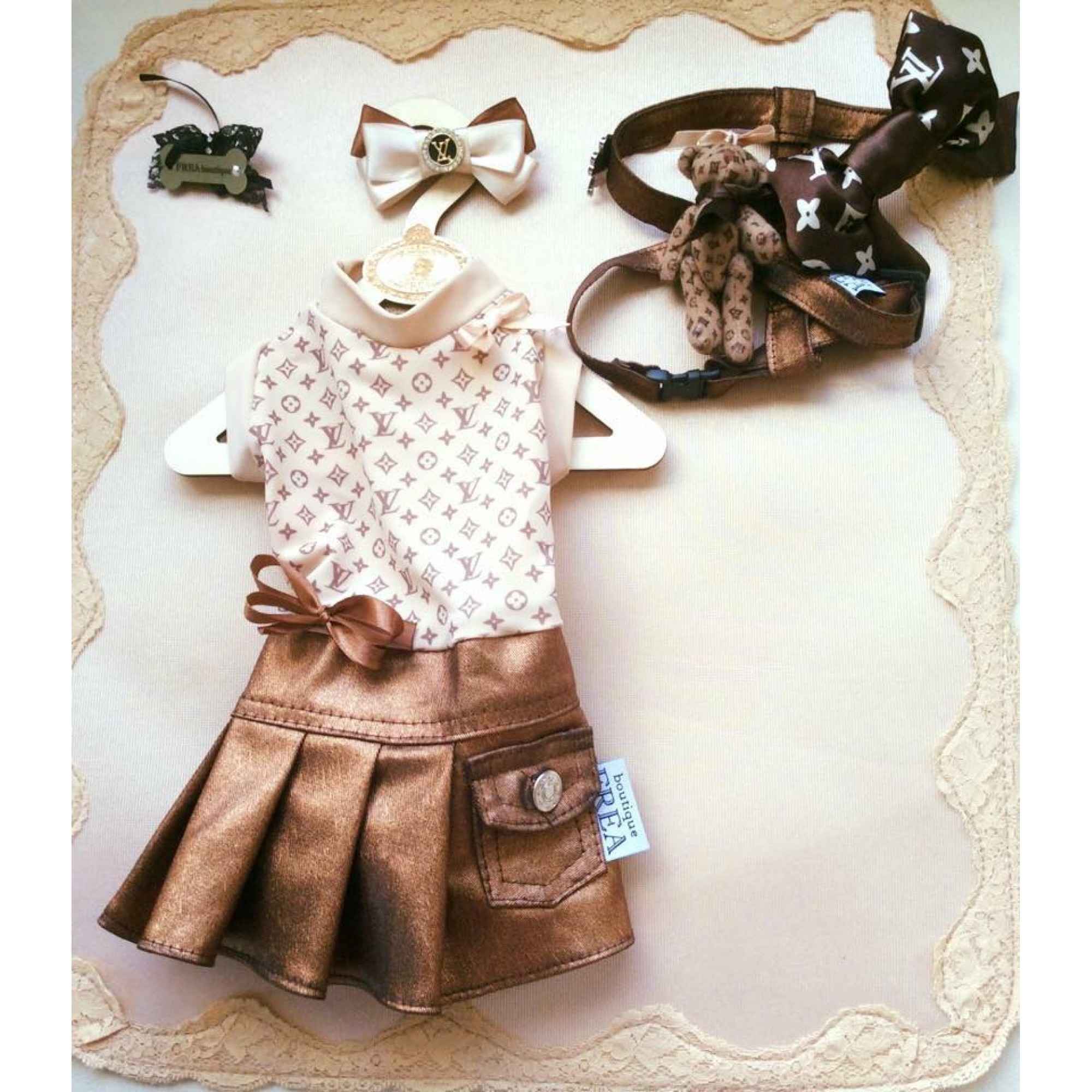 Рокличка и панделка “My Yorkie Fashion Icon collection by FREA”, нагръдниче "My TeddyBear collection by FREA"