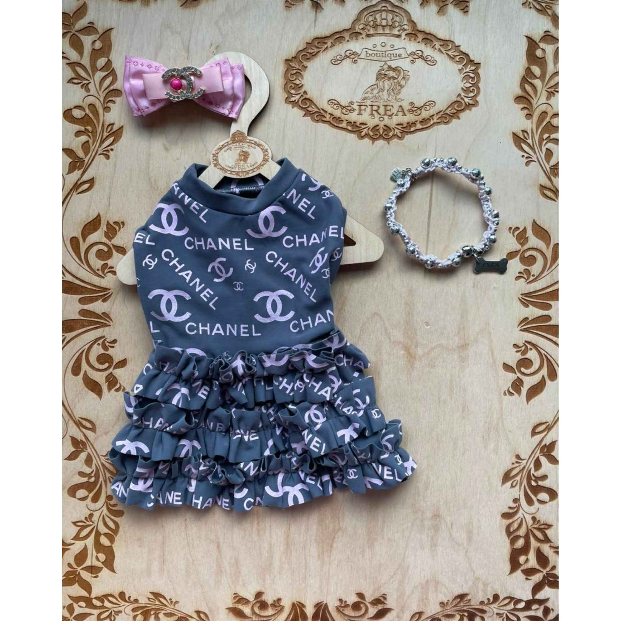 Рокличка и панделка “My Yorkie Fashion Icon collection by FREA”,Нашийниче-бижу “My Summer Glam collection by FREA”