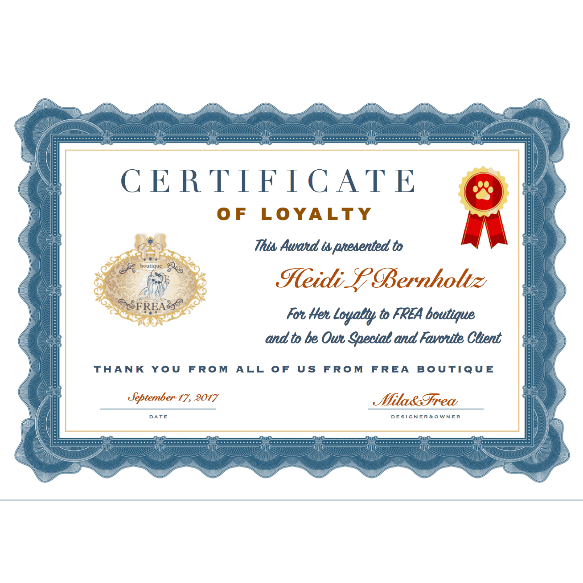 Сертификат за лоялни клиенти 