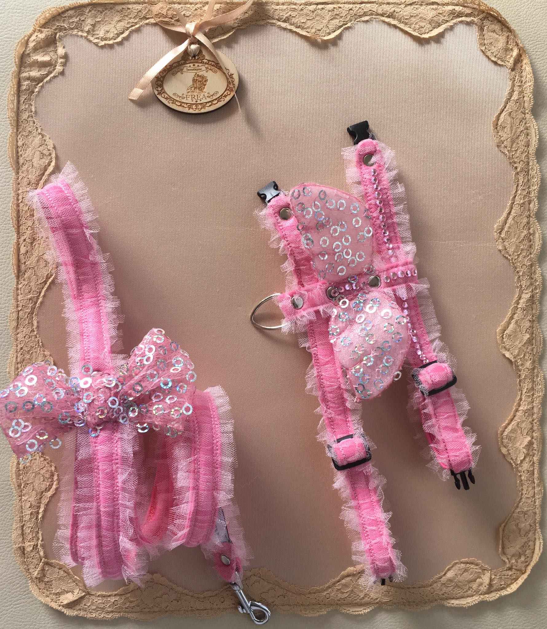 Нагръдниче и повод "My Yorkie Angel collection by FREA"