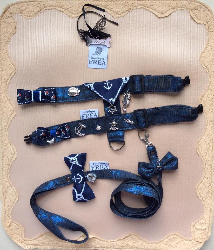 Нагръдниче и повод "My Yorkie Sea Captain collection by FREA" 