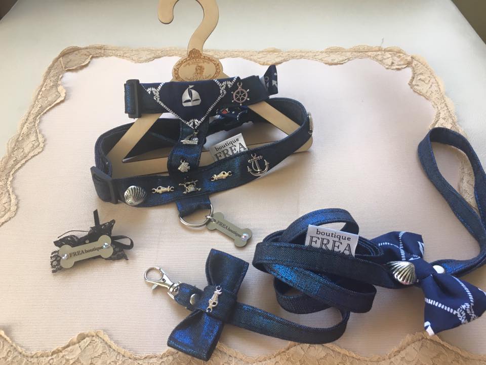 Нагръдниче и повод "My Yorkie Sea Captain collection by FREA" 