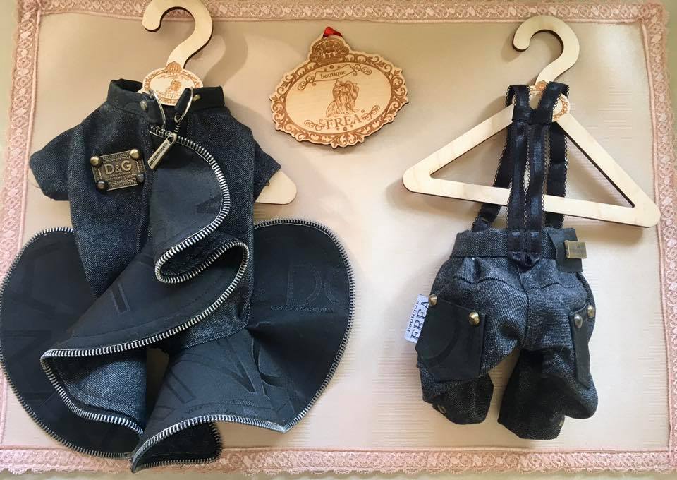 Кожено якенце и дънки “My Yorkie Fashion Icon collection by FREA”