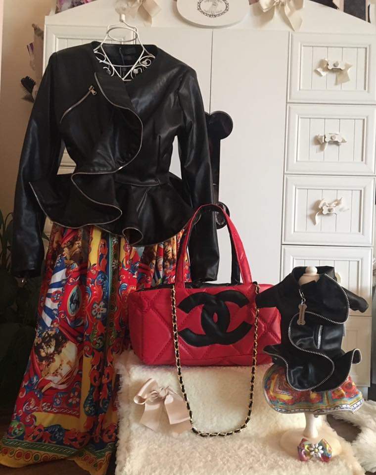 Кожени якенца и роклички за Мама и Йорки "Mom&Yorkie Fashion Icon collection" и чанта за Обичковче "My Luxury Fashion HandBag by FREA" 