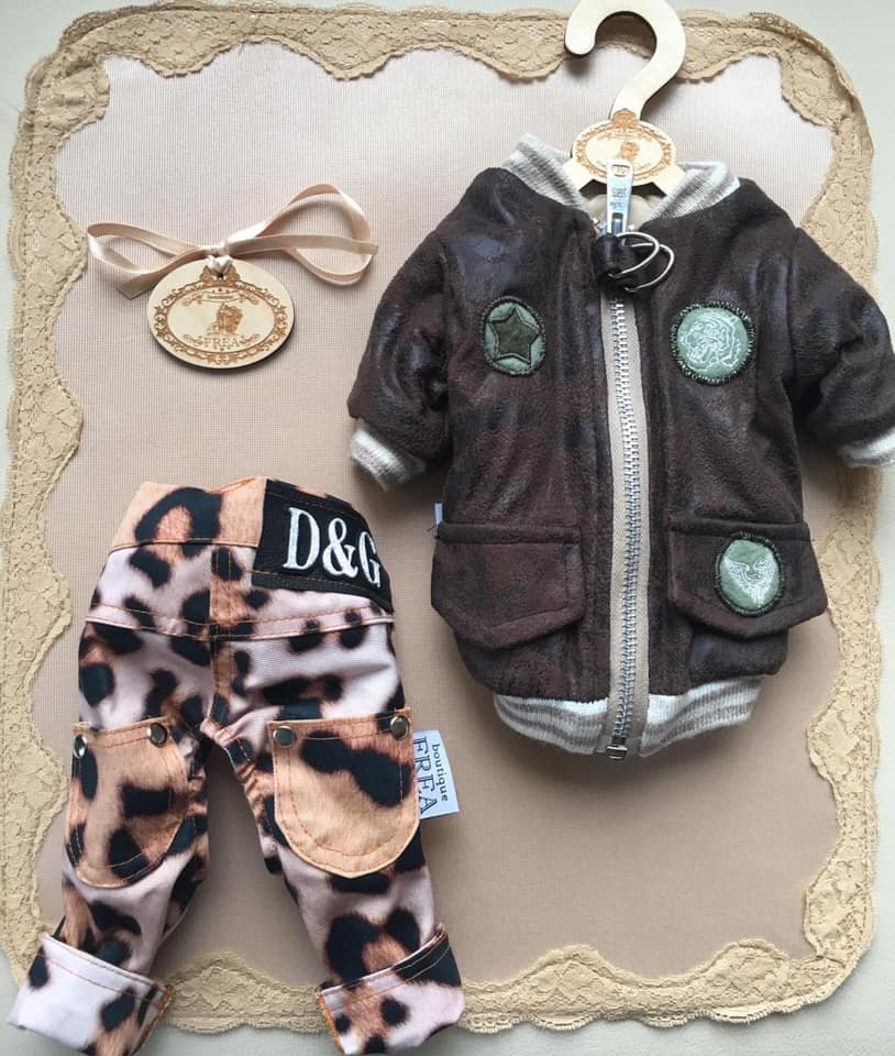 Кожено якенце и дънки “My Yorkie Fashion Icon collection by FREA”