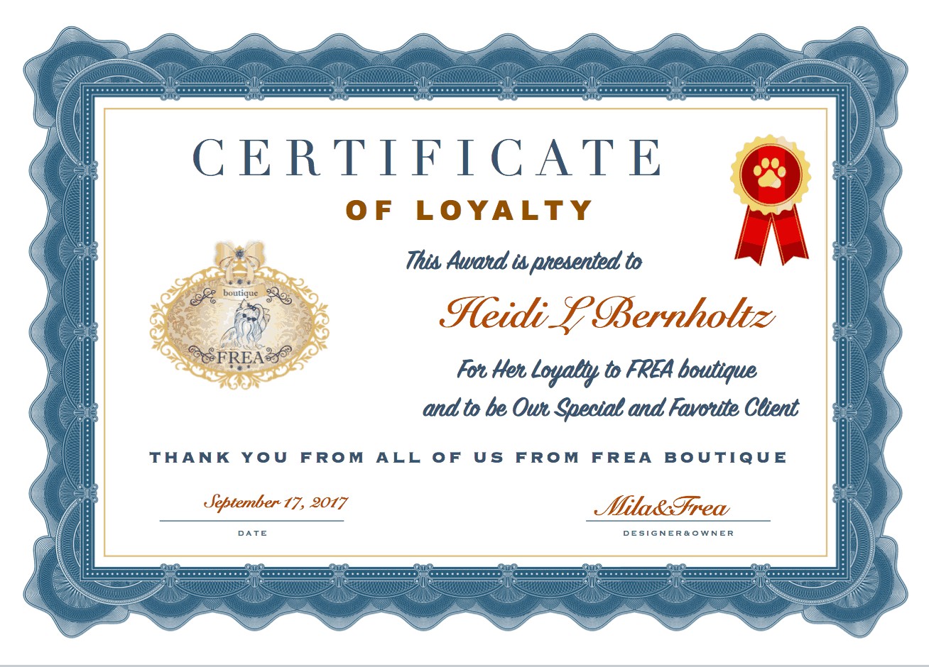 Сертификат за лоялни клиенти 
